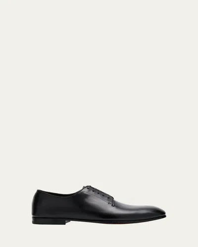 FERRAGAMO MEN'S ALICANTE TRAMEZZA CALFSKIN DERBY SHOES