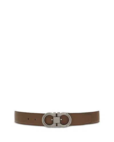 FERRAGAMO MEN'S DOUBLE GANCINI REVERSIBLE LEATHER BELT