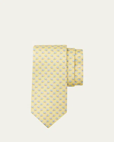 FERRAGAMO MEN'S FOOTBALL-PRINT SILK TIE