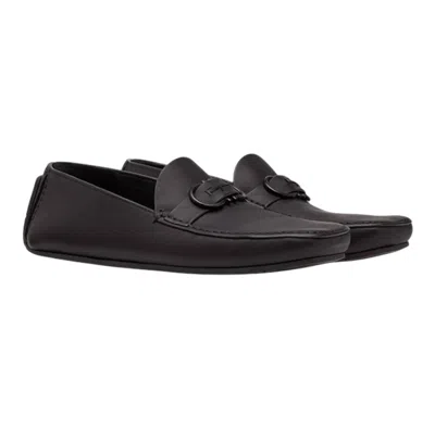 FERRAGAMO MEN'S PALINURO DRIVING SHOES IN BLACK