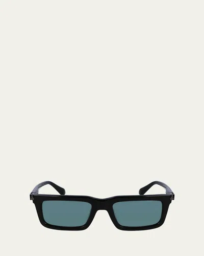 FERRAGAMO MEN'S PRISMA MODIFIED ACETATE RECTANGLE SUNGLASSES, 53MM