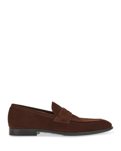 FERRAGAMO MEN'S FUNES SUEDE SLIP ON LOAFERS