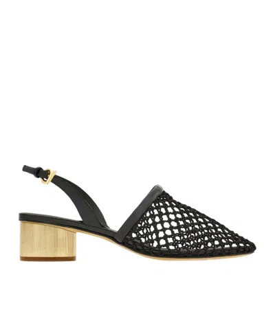 FERRAGAMO MESH OPEN-HEELED SHOES