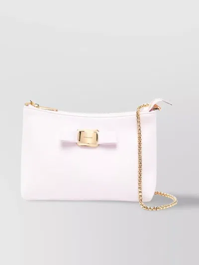 FERRAGAMO MINI CROSSBODY BAG WITH BOW DETAIL AND CHAIN STRAP