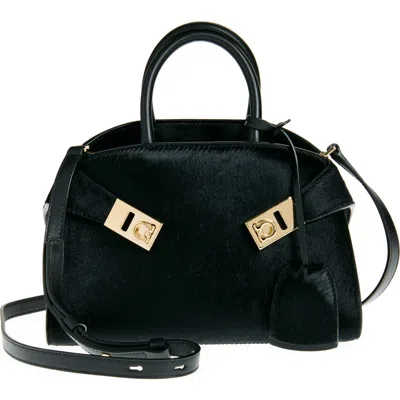 FERRAGAMO FERRAGAMO MINI HUG GENUINE CALF HAIR TOP HANDLE BAG