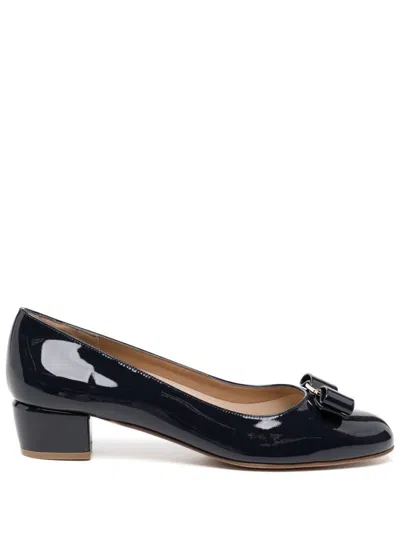 FERRAGAMO WOMEN NAVY BLUE LEATHER PUMPS, 3 LUXURY PUMPS & HEELS FOR WOMEN DARVEYS