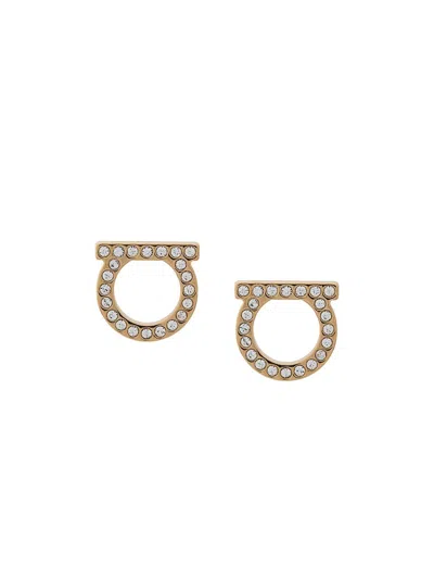 FERRAGAMO GANCINI CRYSTALS EARRINGS - L