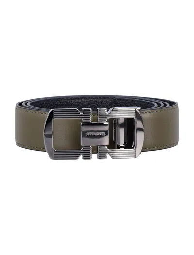 FERRAGAMO FERRAGAMO REVERSIBLE AND ADJUSTABLE GANCINI BELT