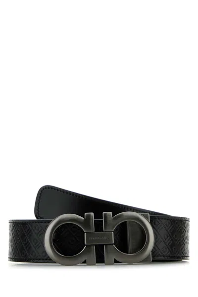 FERRAGAMO SALVATORE FERRAGAMO BLACK LEATHER REVERSIBLE BELT