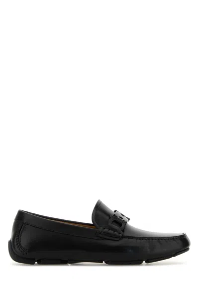 FERRAGAMO SALVATORE FERRAGAMO BLACK LEATHER BYTE LOAFERS