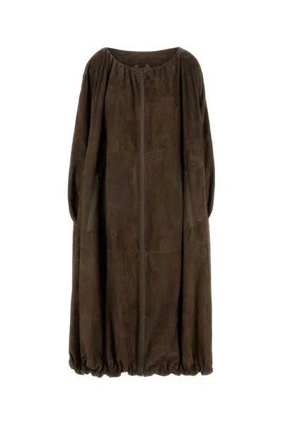 FERRAGAMO SALVATORE FERRAGAMO BROWN SUEDE OVERCOAT