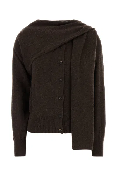 FERRAGAMO SALVATORE FERRAGAMO BROWN CASHMERE CARDIGAN