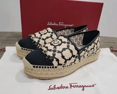 FERRAGAMO SALVATORE FERRAGAMO KIM GAL WEDGE ESPADRILLES SHOES WOMEN 9 C IN BOX