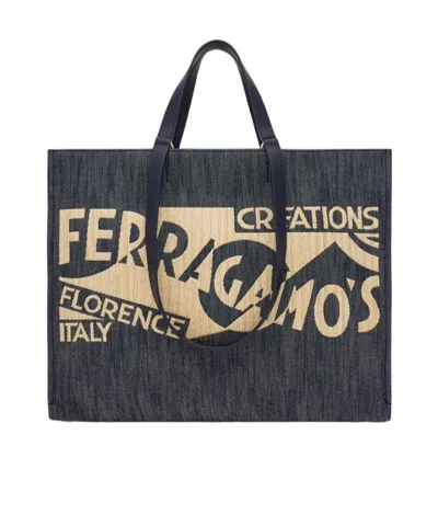 FERRAGAMO SALVATORE FERRAGAMO LOGO DETAILED LARGE TOTE BAG