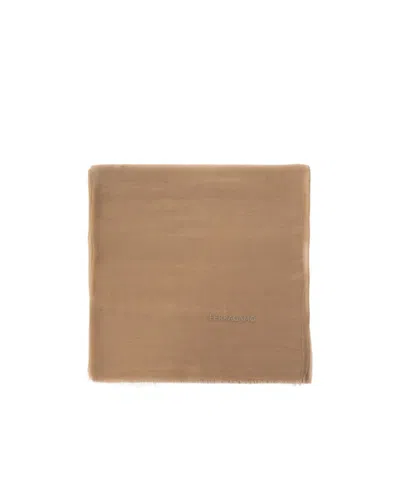 FERRAGAMO SALVATORE FERRAGAMO LOGO EMBROIDERED SHAWL