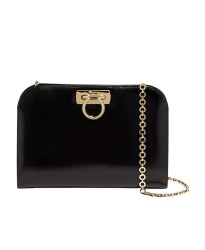 FERRAGAMO SALVATORE FERRAGAMO LOGO PLAQUE CHAIN LINKED CLUTCH