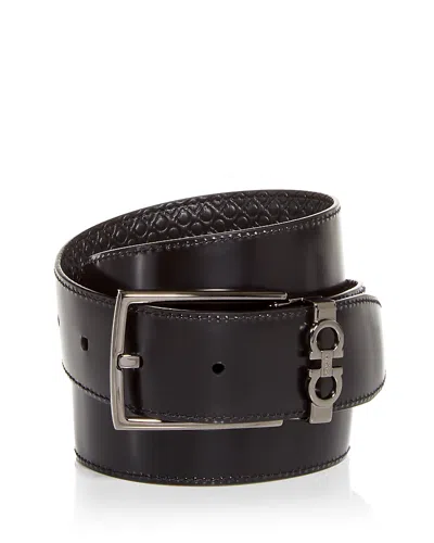 FERRAGAMO SALVATORE FERRAGAMO MEN'S GANCINI EMBOSSED REVERSIBLE LEATHER BELT