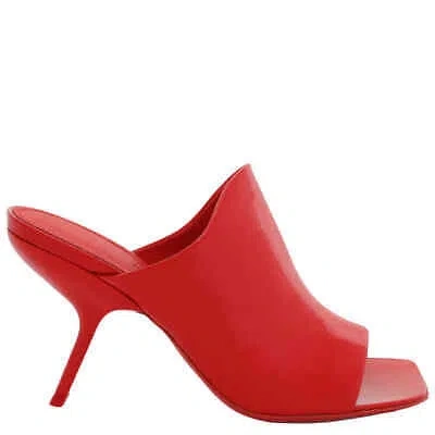 FERRAGAMO SALVATORE FERRAGAMO RED CALFSKIN OPEN-TOE SLIDE SANDALS