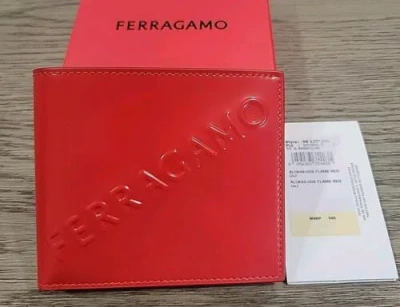 FERRAGAMO SALVATORE FERRAGAMO RED LEATHER WALLET WITH TAGS
