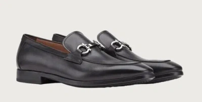 FERRAGAMO SALVATORE FERRAGAMO REE BLACK LEATHER MEN LOAFERS SHOES 9 EEE
