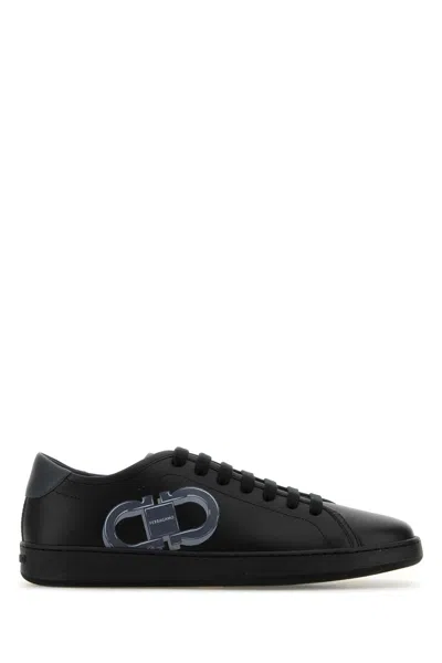 FERRAGAMO SALVATORE FERRAGAMO BLACK LEATHER BRANDY 1 SNEAKERS