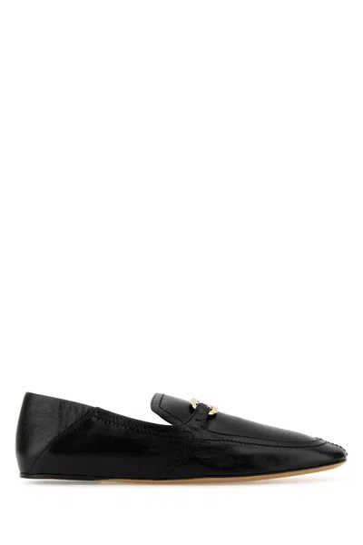 FERRAGAMO SALVATORE FERRAGAMO BLACK LEATHER ELAINE LOAFERS