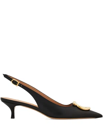 FERRAGAMO MAXI GANCINI BUCKLE GOAT-LEATHER PUMPS