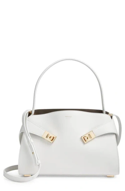 FERRAGAMO FERRAGAMO SMALL HUG LEATHER TOP HANDLE BAG