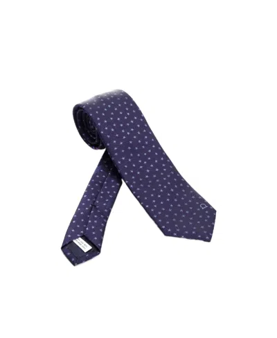 FERRAGAMO STAR-EMBROIDERED SILK TIE