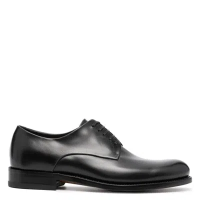 FERRAGAMO FERRAGAMO TRAMEZZA LEATHER DERBY SHOES
