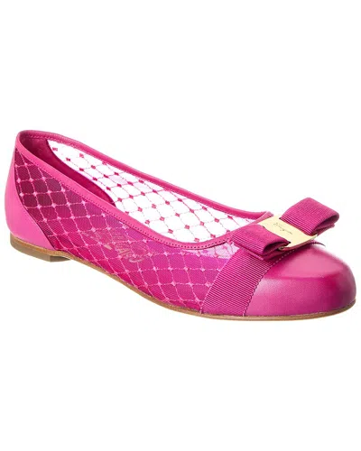 FERRAGAMO FERRAGAMO VARINA MESH & LEATHER FLAT