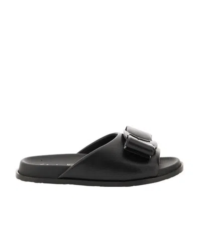 FERRAGAMO VIRGIL BOW-DETAIL LEATHER SANDALS
