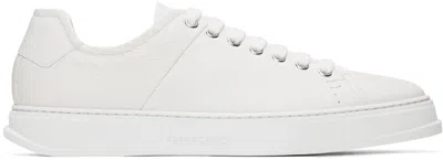 FERRAGAMO WHITE LOW CUT SNEAKERS