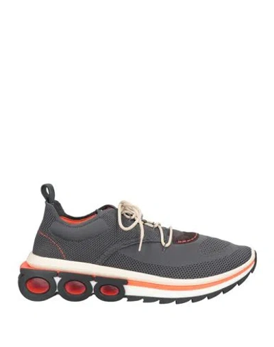 FERRAGAMO FERRAGAMO WOMAN SNEAKERS LEAD SIZE 11.5 LEATHER, TEXTILE FIBERS