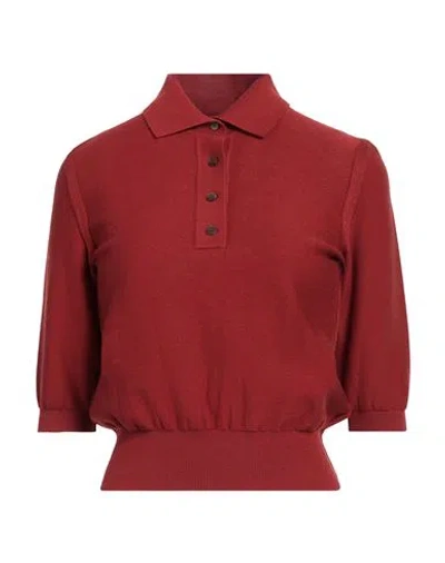 FERRAGAMO FERRAGAMO WOMAN SWEATER BRICK SIZE L COTTON, SILK, LAMBSKIN