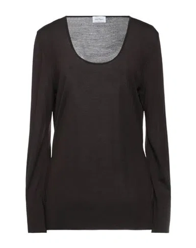 FERRAGAMO FERRAGAMO WOMAN SWEATER DARK BROWN SIZE M VIRGIN WOOL, POLYAMIDE