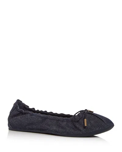 FERRAGAMO WOMEN'S JOELLE DENIM BALLET FLATS