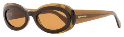 FERRAGAMO FERRAGAMO WOMEN'S OVAL SUNGLASSES SF2003S 233 TRANSPARENT BROWN 54MM