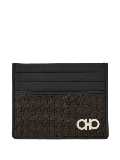 FERRAGAMO WOVEN LEATHER CARDHOLDER