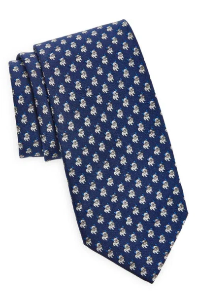 FERRAGAMO FERRAGAMO ZEUS DOG PRINT SILK TWILL TIE