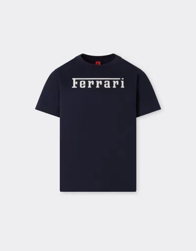 FERRARI FERRARI COTTON T-SHIRT WITH FERRARI LOGO