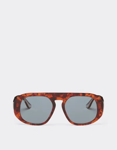 FERRARI FERRARI FERRARI SUNGLASSES IN BROWN TORTOISESHELL ACETATE WITH POLARISED BLUE LENSES