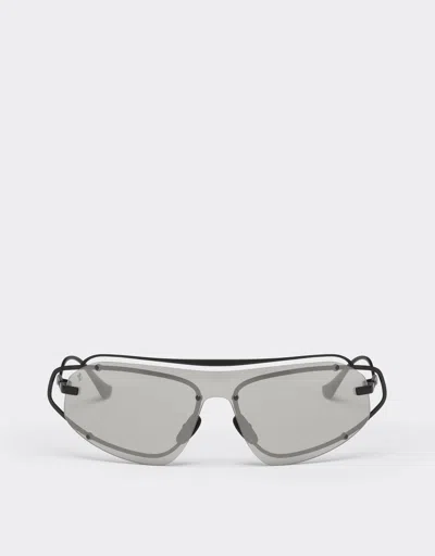 FERRARI FERRARI FERRARI SUNGLASSES IN MATT BLACK TITANIUM WITH SILVER GRADIENT MIRROR GREY SHIELD