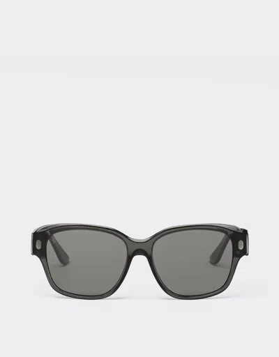 FERRARI FERRARI FERRARI SUNGLASSES IN TRANSPARENT BLACK ACETATE WITH POLARISED BLACK LENSES