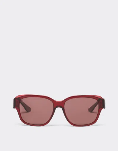 FERRARI FERRARI FERRARI SUNGLASSES IN TRANSPARENT BURGUNDY ACETATE WITH POLARISED PURPLE LENSES