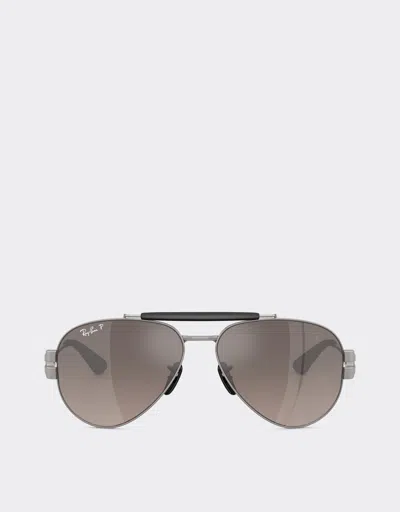 FERRARI FERRARI RAY-BAN FOR SCUDERIA FERRARI RB3762M IN GUNMETAL GREY METAL WITH POLARISED GRADIENT GREY LEN