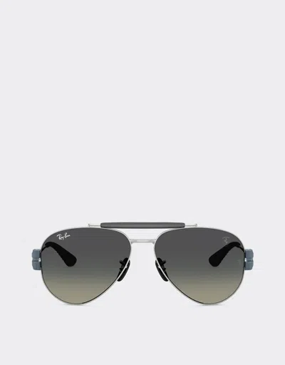 FERRARI FERRARI RAY-BAN FOR SCUDERIA FERRARI RB3762M IN SILVER-TONE AND MATT LIGHT BLUE METAL WITH GRADIENT 