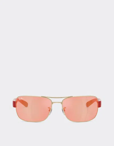 FERRARI FERRARI RAY-BAN FOR SCUDERIA FERRARI RB3763M IN SILVER-TONE METAL AND RED PLASTIC WITH RED/YELLOW MI