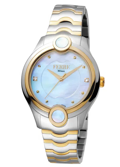 FERRE MILANO WOMEN'S WHITE MOP DIAL STAINLESS STEEL WATCH