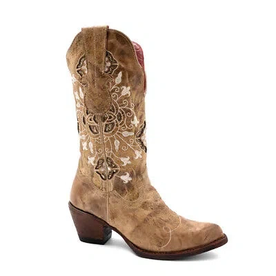 FERRINI FERRINI EMPRESS SNIP TOE COWBOY WOMENS BROWN WESTERN COWBOY BOOTS 8186106